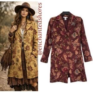 CAbI Vintage 749 Guinevere Jacobean Tapestry Coat Luxury Dress Victorian Size 10